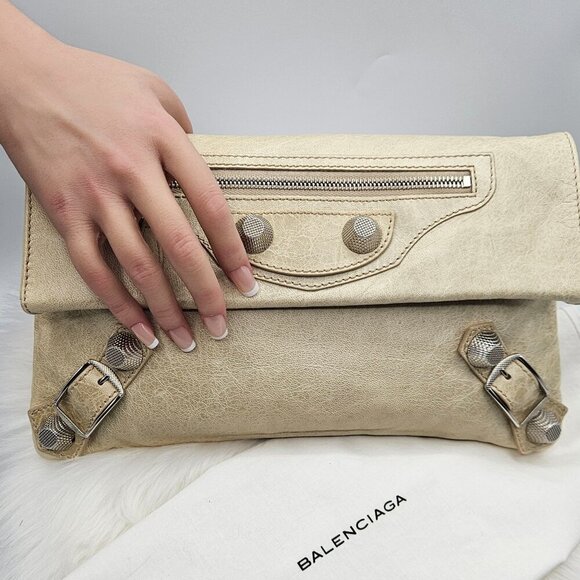 Balenciaga  Neutral Beige Leather Clutch - Picture 4 of 17